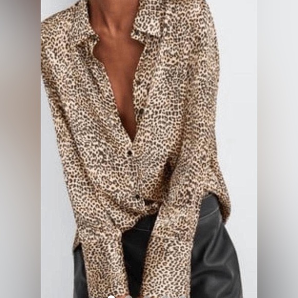 Zara Tops - NEW Leopard print Silk shirt